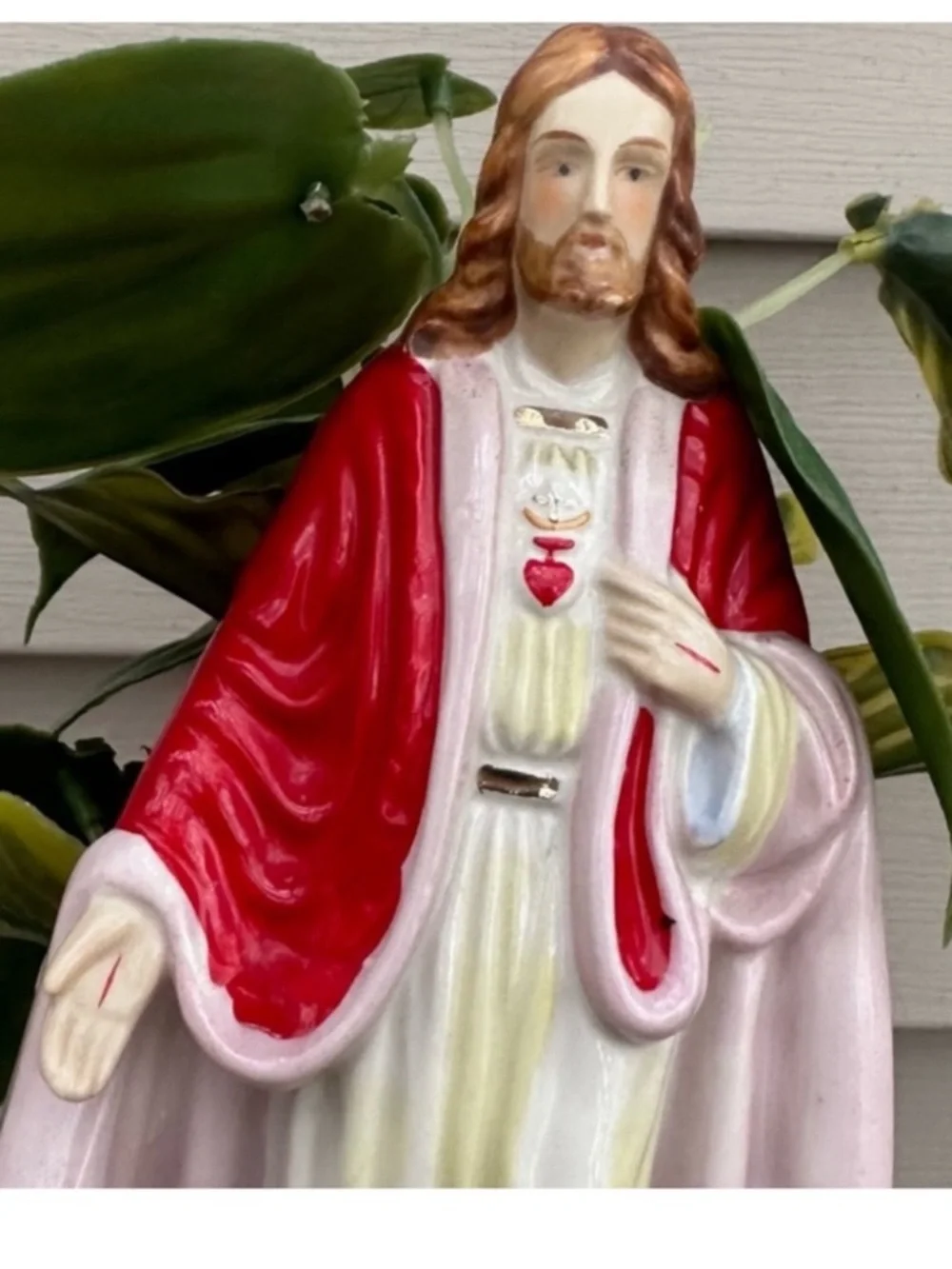 Vintage Sacred Heart Jesus vase Planter #4169 Made In Japan - Picture 2 of 4